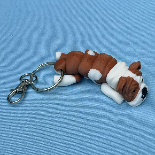 3D Printed English Bulldog Keyring 