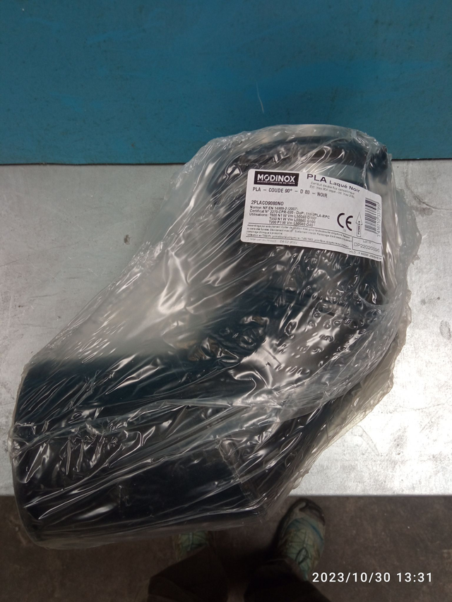 PLA - Élément coude 90° avec collier NOIR D80 - 2PLACO9080NO 