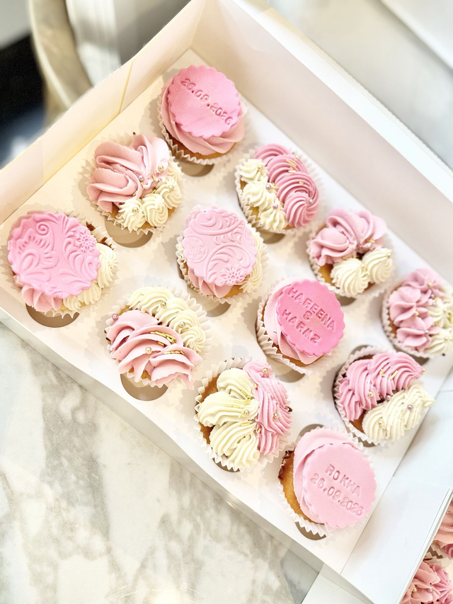 Pink Rokha Engagement Cupcakes