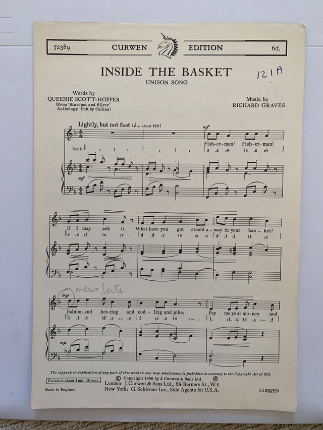 Inside the Basket Unison Song Sheet Music