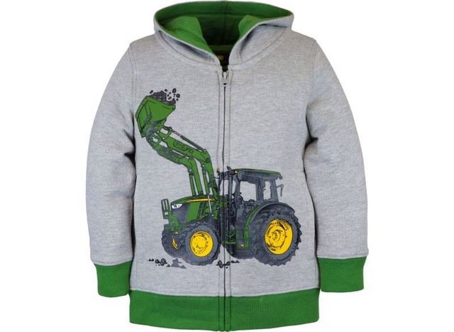 Fleece-Jacke für Kleinkinder mit Reißverschluss und Traktor mit Schaufel
