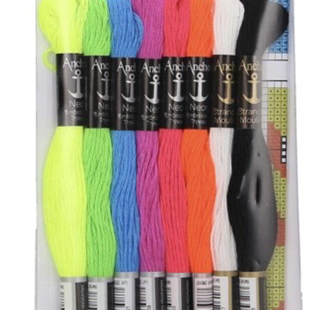 Vibrant Anchor Neon: Thread Assortment Pack: 8 Skeins