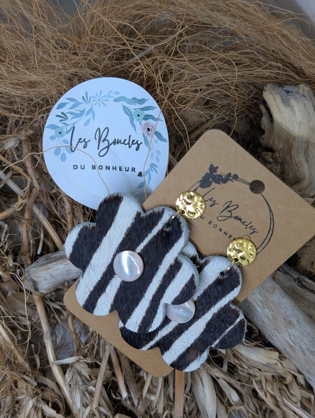 Boucles d&#039;oreilles Coquette zèbre co022