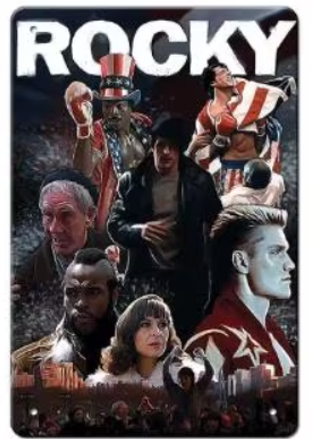 Vintage metalen bordje Rocky (30x20cm)