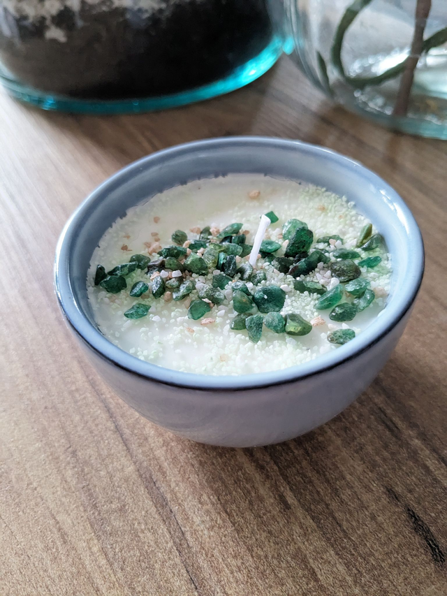 Bougie &amp; Aventurine verte du Brésil 