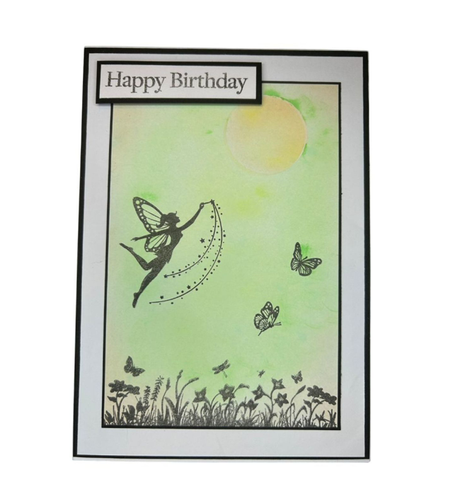 Fairy Collection Birthday Card – Green Enchanted Meadow Silhouette