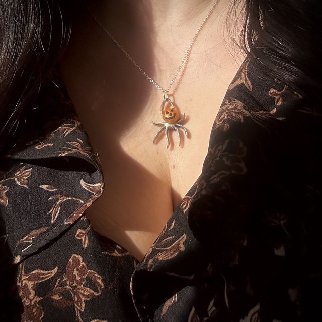Halloween - Pumpkin Spider Necklace