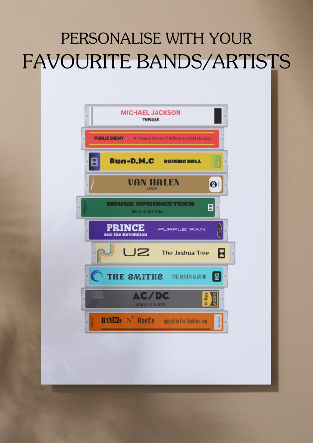 Personalised Cassette Tape Stack/Custom Music Print