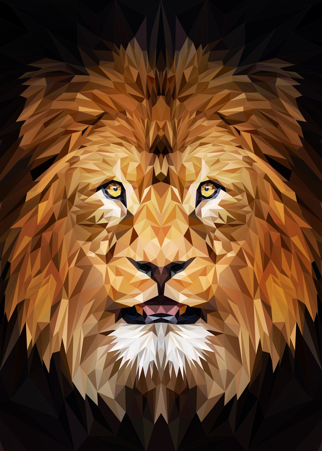 Poster Lion low poly