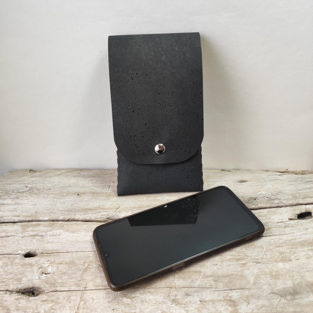 Pochette Téléphone Caro Liège Noir