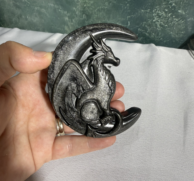 Silver sheen obsidian dragon moon