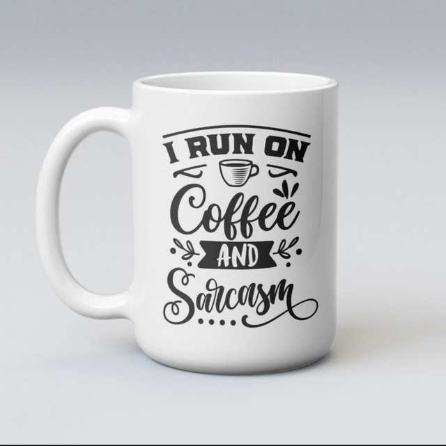 I Run On Coffee And Sarcasm novelty  11oz Mug Gift Cup Family Sarcastic Funny