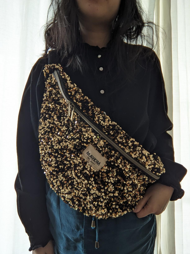 Sac banane XL sequins dorés