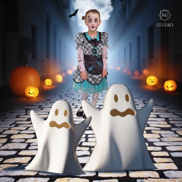 3D Halloween Geist – Kleiner fertiger 3D-Druck, LED-Teelicht beleuchtbar