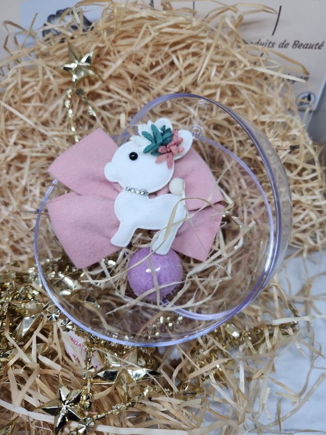 Boule &quot; Pince faon &amp; boule de bain &quot;   PINCES À CHEVEUX  EN FEUTRINE (2)