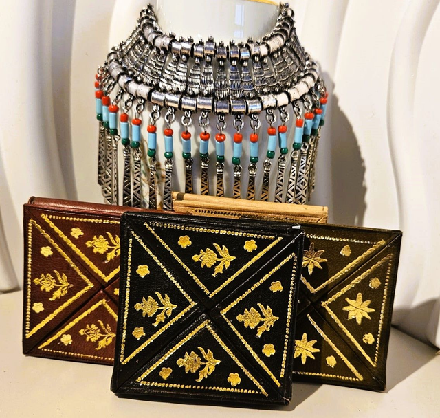 Mini porte-monnaie marocain carré en cuir véritable-fait main artisanal