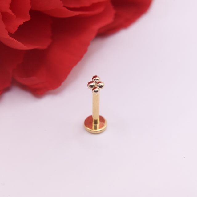 4 Bead Stud Or Jaune