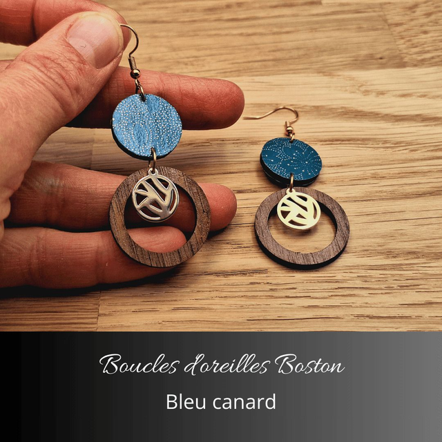 Boucles d'oreilles Boston - Bleu canard