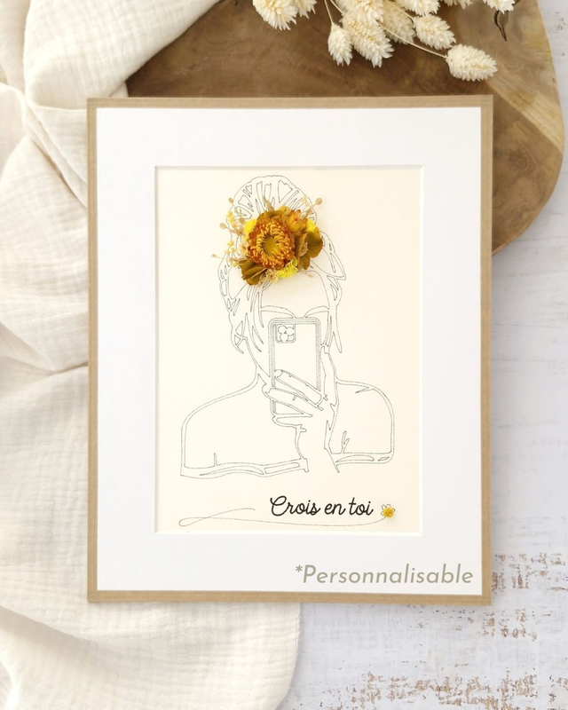 Cadre fleuri - grand modèle - Illustration Coré - Personnalisable