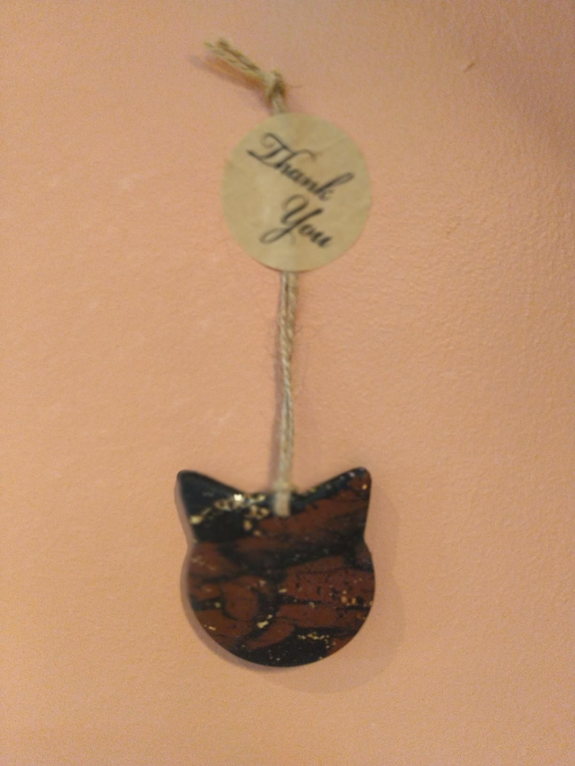 Handmade polymer clay - luxury Cat wall ornament 