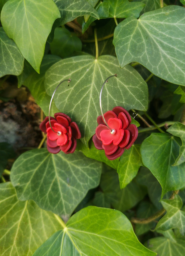 Collection Florale Pétale Pourpre - Boucles d'oreilles Flore (version argentée)
