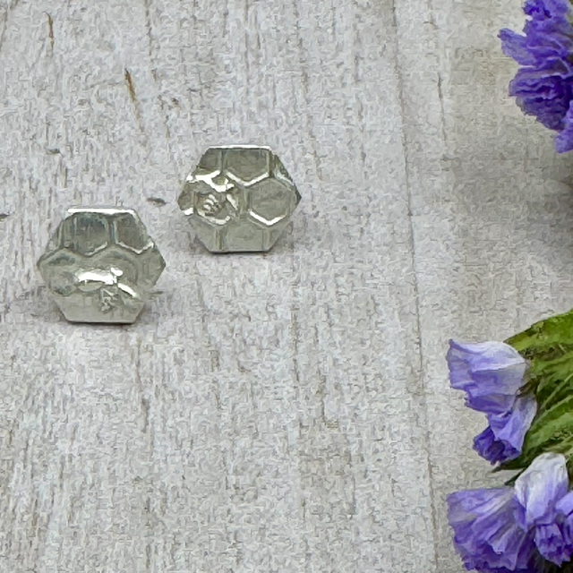 Silver Manchester Worker Bee Studs 
