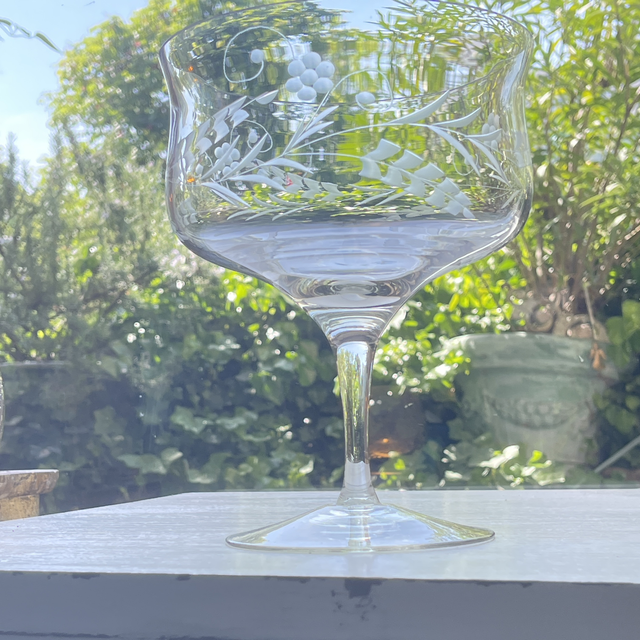 Groß Kristallschale / Fruchtschale geätztes  Kristallglas 