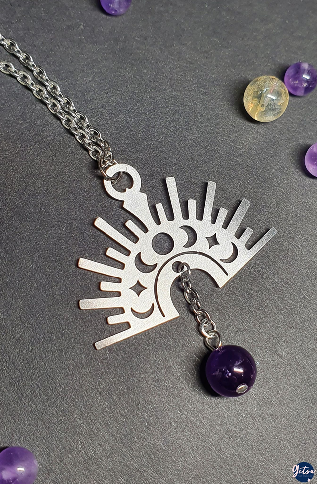 Collier couronne rayonnante et améthyste