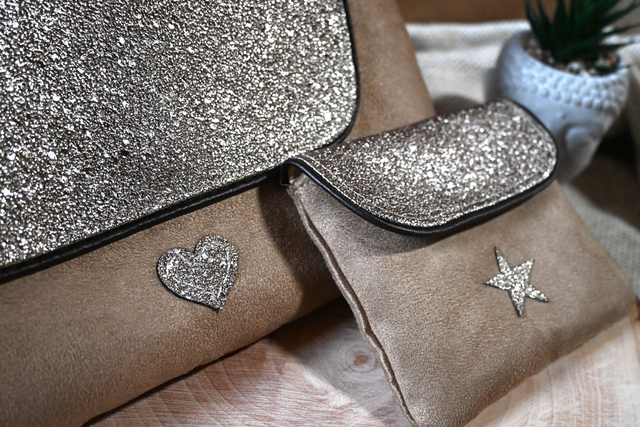 ✨MELITA ✨ Duo sac pochette suédine Beige – Élégance et Charme ✨