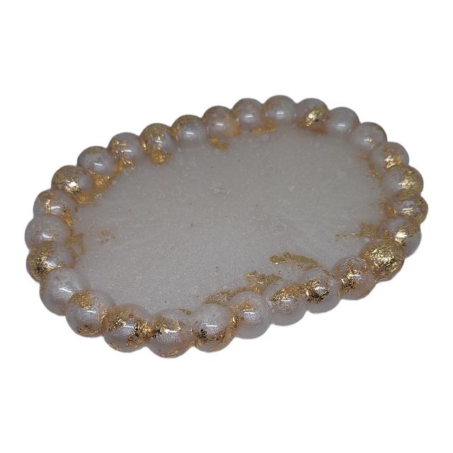 Ensemble de 3 plateaux design- Collection galets nacre doré