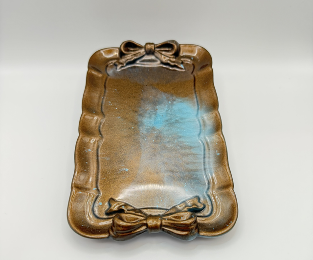 Plateau style baroque nuances de marron doré et bleu