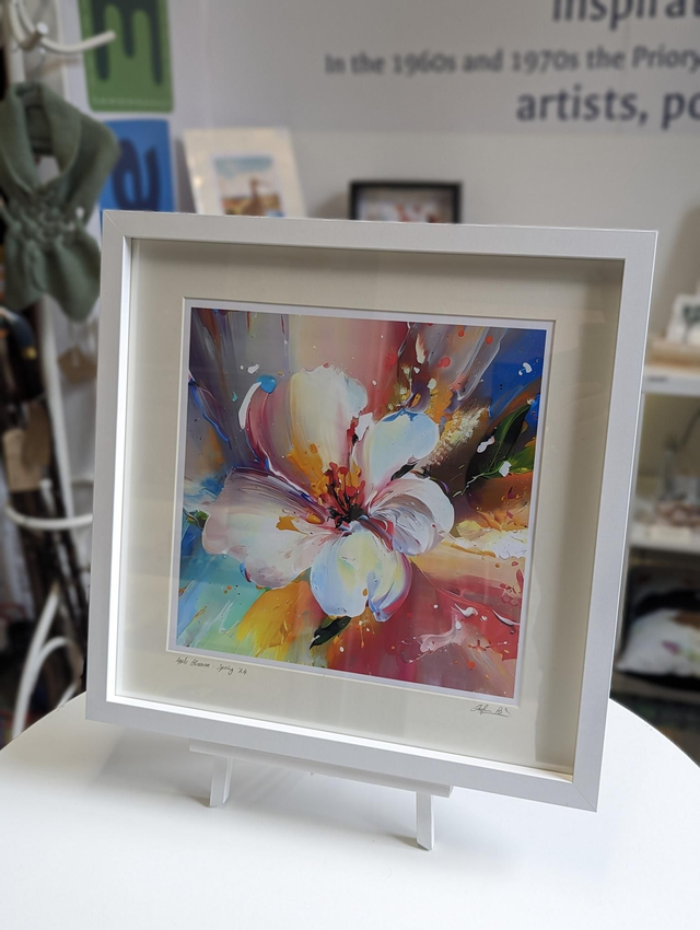 Apple Blossom, signed framed art print, by Stefan Birch 43x43cm
