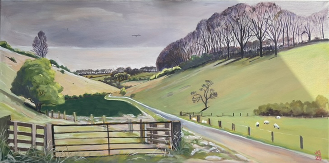 Thixendale road, Yorkshire Wolds, 1m x 0.5m stretch canvas.