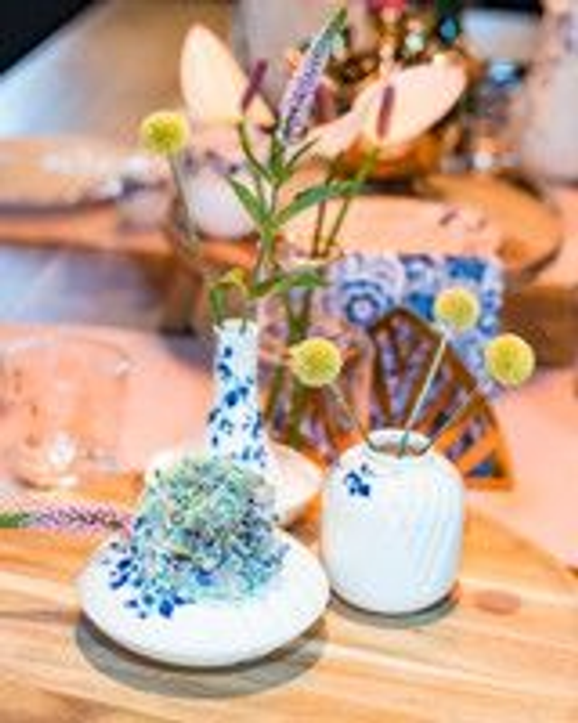 Heinen Delfts Blauw Blauw Vouw vaas nr. 2