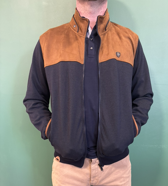 Veste bleu marine et marron en daim