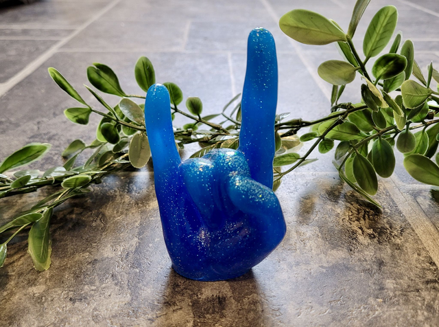 Rock On Hand Ornament – Blue Glitter Ombré Gradient 