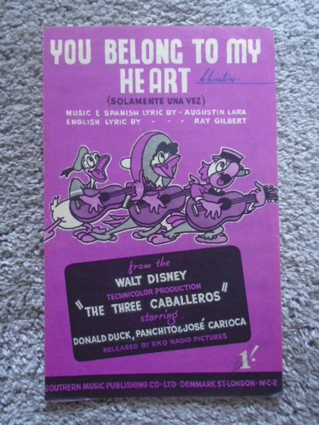 You Belong To My Heart Sheet Music The Three Caballeros Walt Disney Donald Duck