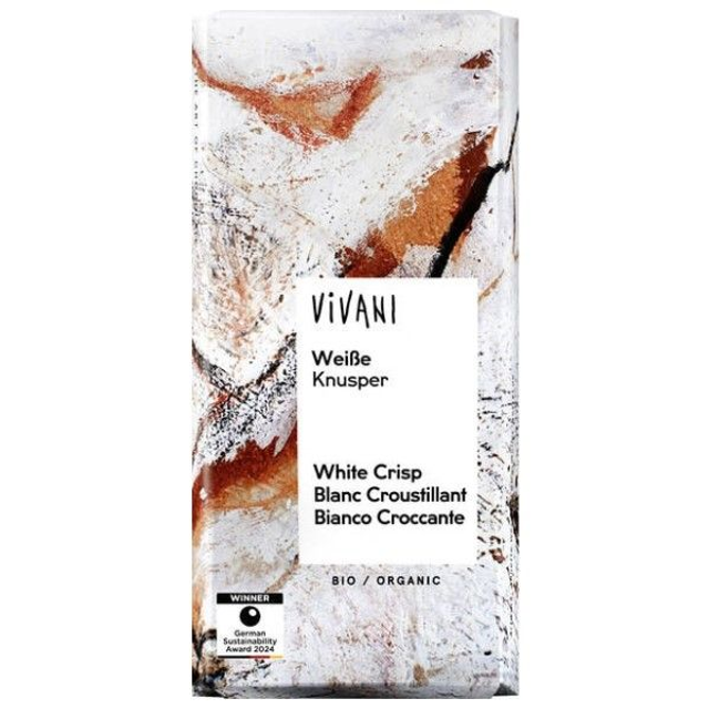 Vivani Weisse Knusper Schokolade 80g Tafel