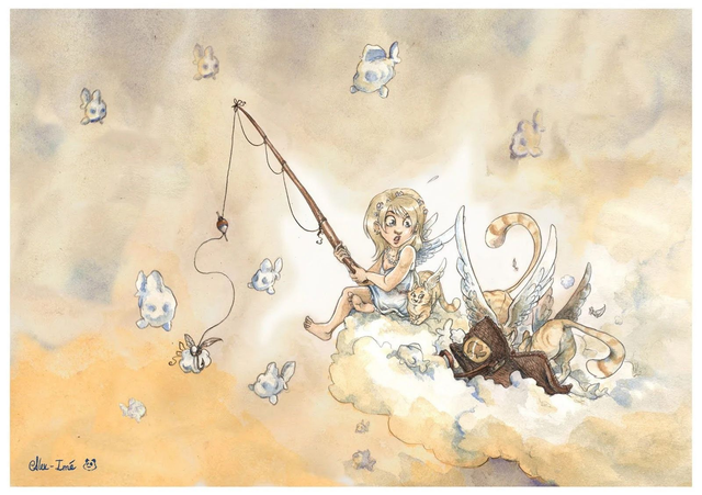 A3, personnages dans un décor, couleur - commande d&#039;illustration originale