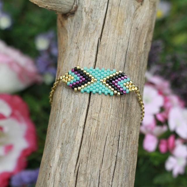 Braelet bleu doré violet#1