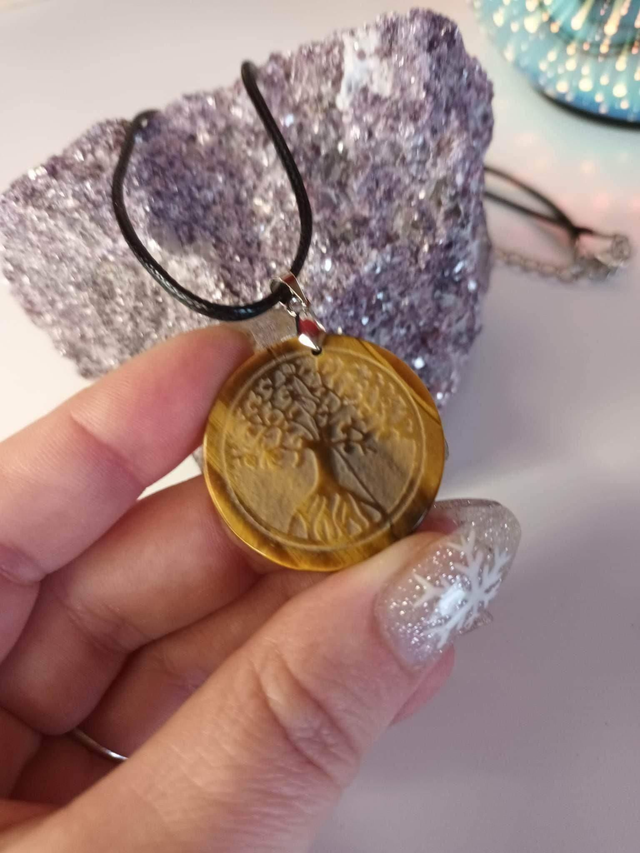 Pendentif arbre de vie en Œil de Tigre 