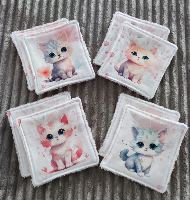 Lingettes lavables x8 chats 