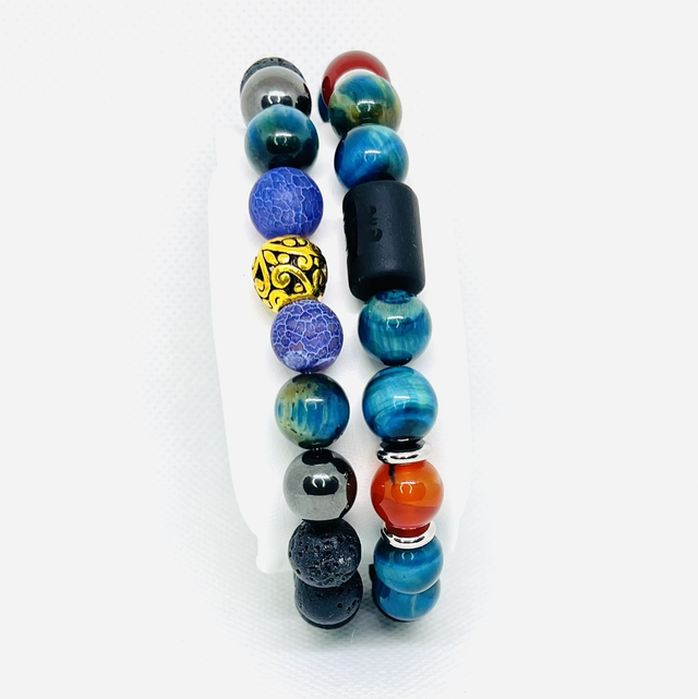 Oceanic Fire Duo” Heren Armbanden Set – Kralen & Energie