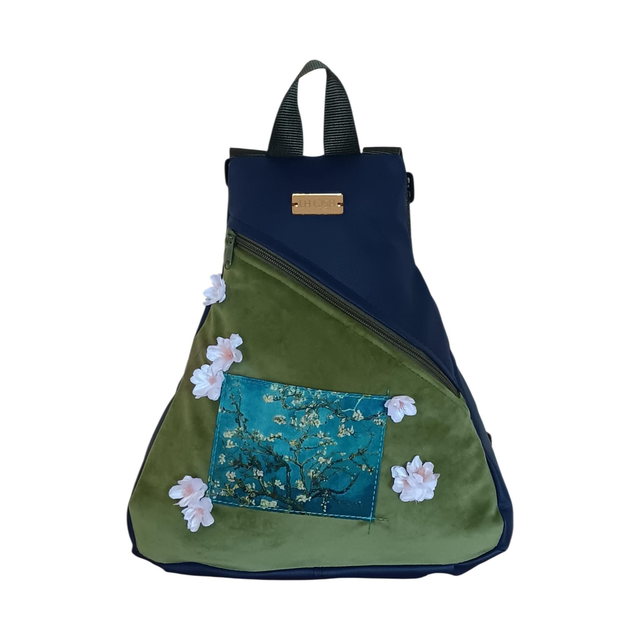 Mochila "Almendros en verde profundo"