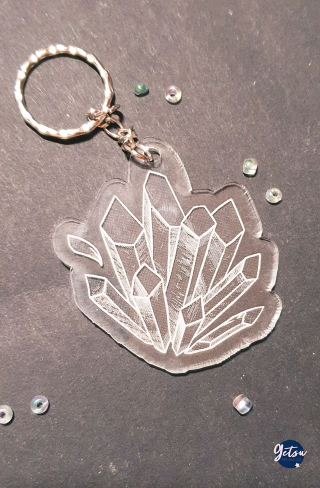 Porte-clef fleur de cristaux transparent