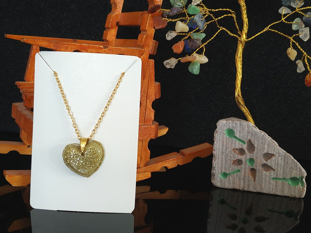 Collier cœur or pailleté