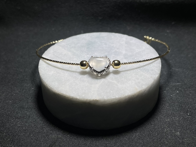 Bracelet cœur de jade (argent/doré)