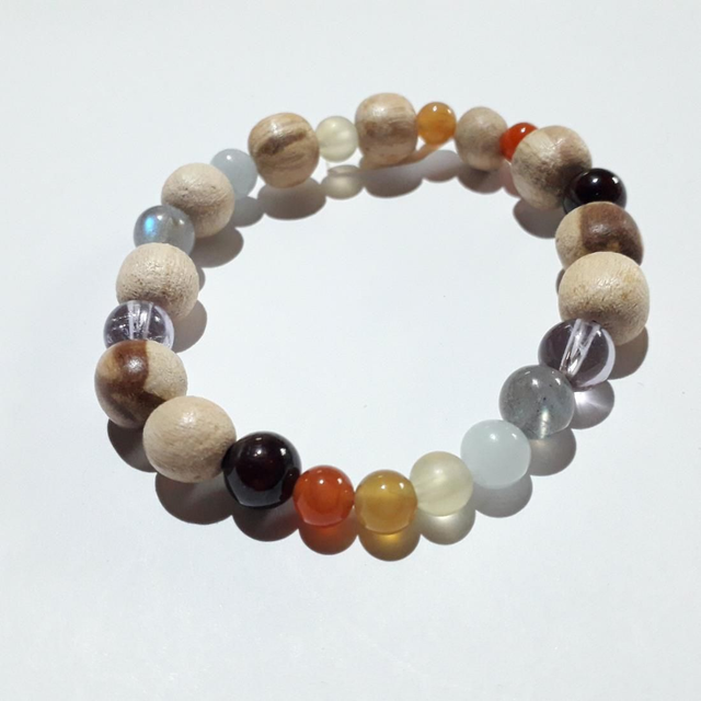 Seven Chakras Bracelet with Palo Santo &amp; Various Mineral Beads