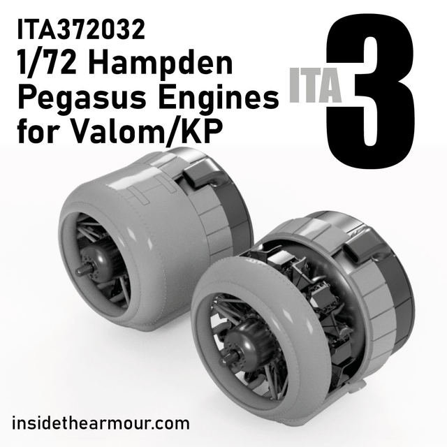 ITA3 - ITA372032 Pegasus Engines (2) with Cowls for 1/72 Valom/ KP Hampden