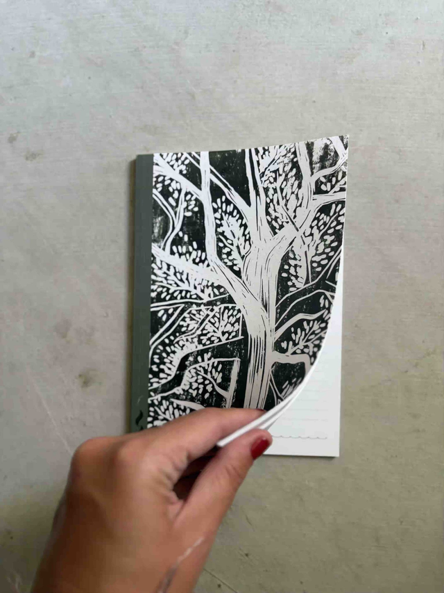 Carnet - notebook / Arbre linogravure - Linocut tree